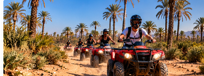 Group quad bike tour in Marrakech palm grove