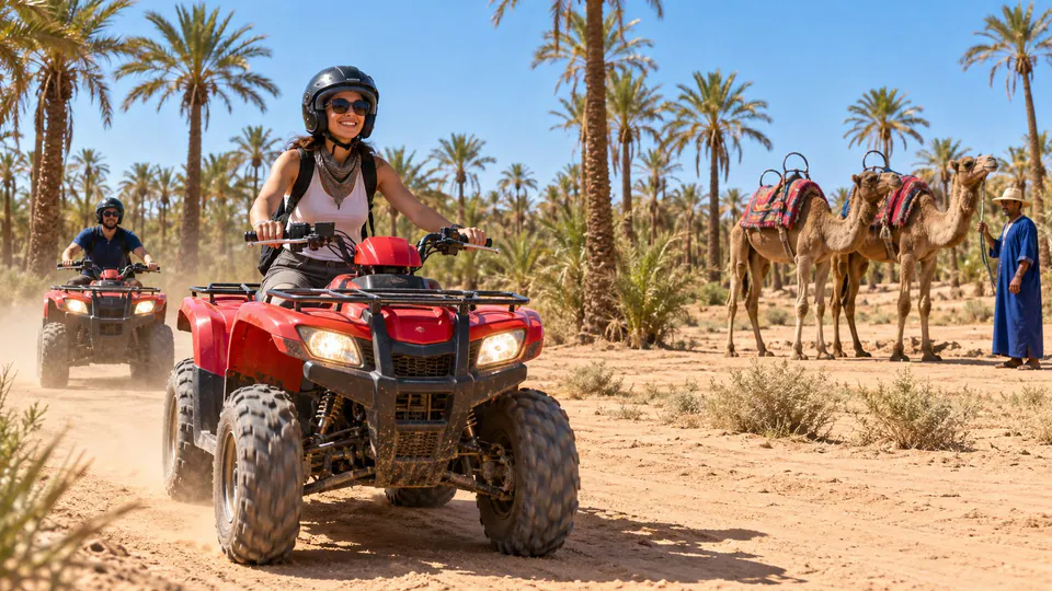Quad bike and camel ride activity in Marrakech Palmeraie