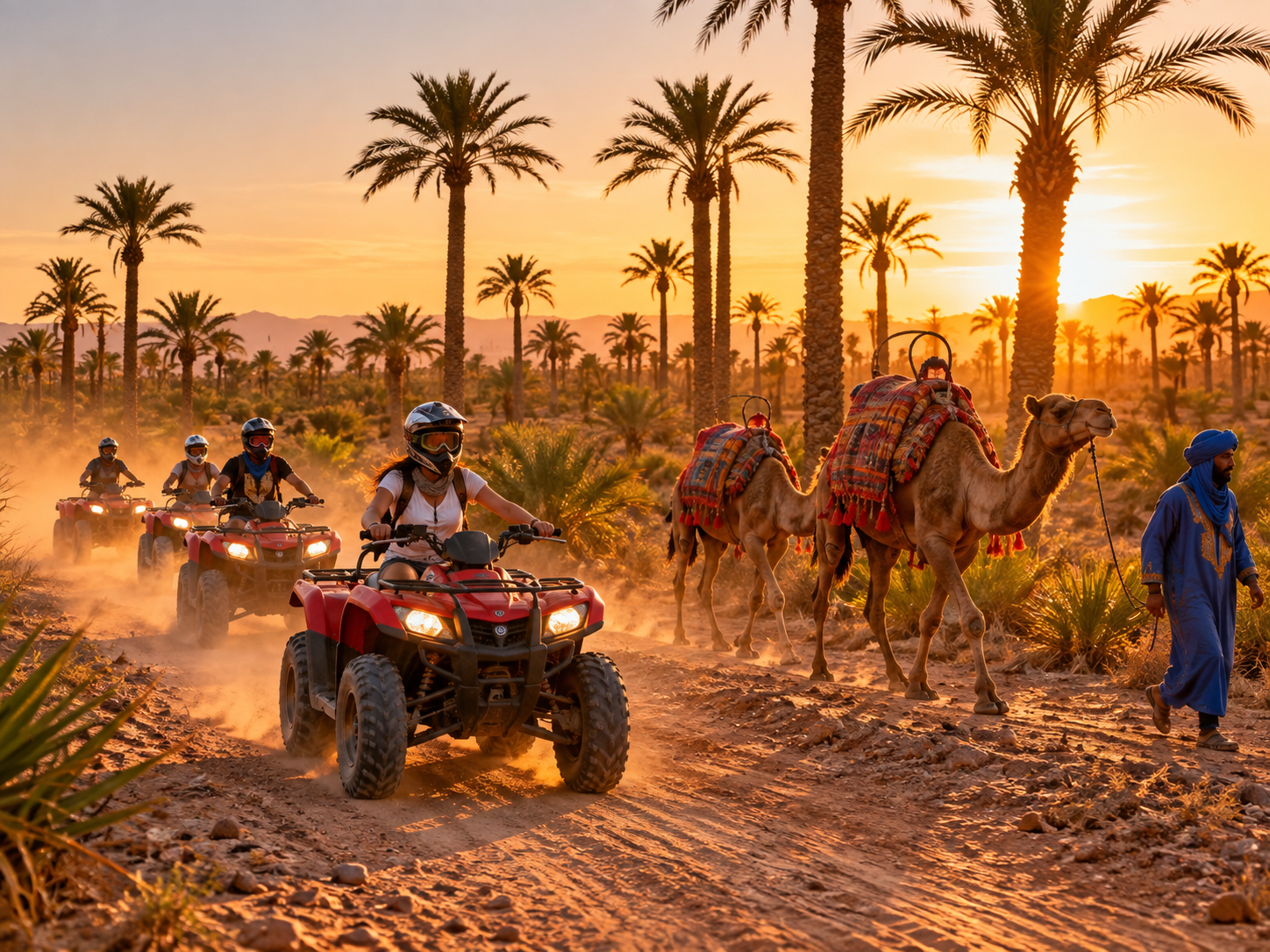 Quad bike and camel tour at sunset in Marrakech